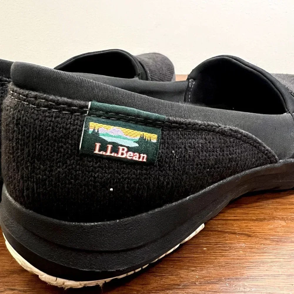 LL Bean All Around Slip On Shoe Fleece Comfort Cushion -Women's 9 M -‎ Black